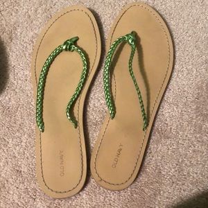 Green Metallic Sandals